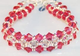 Indian Pink ChainMaille Bracelet in Sterling Silver